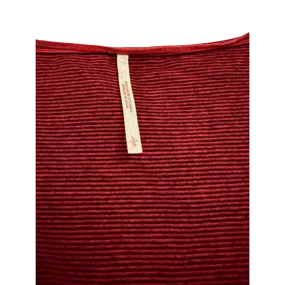 Free People Burgundy Ribbed Long Sleeve Top Size Large